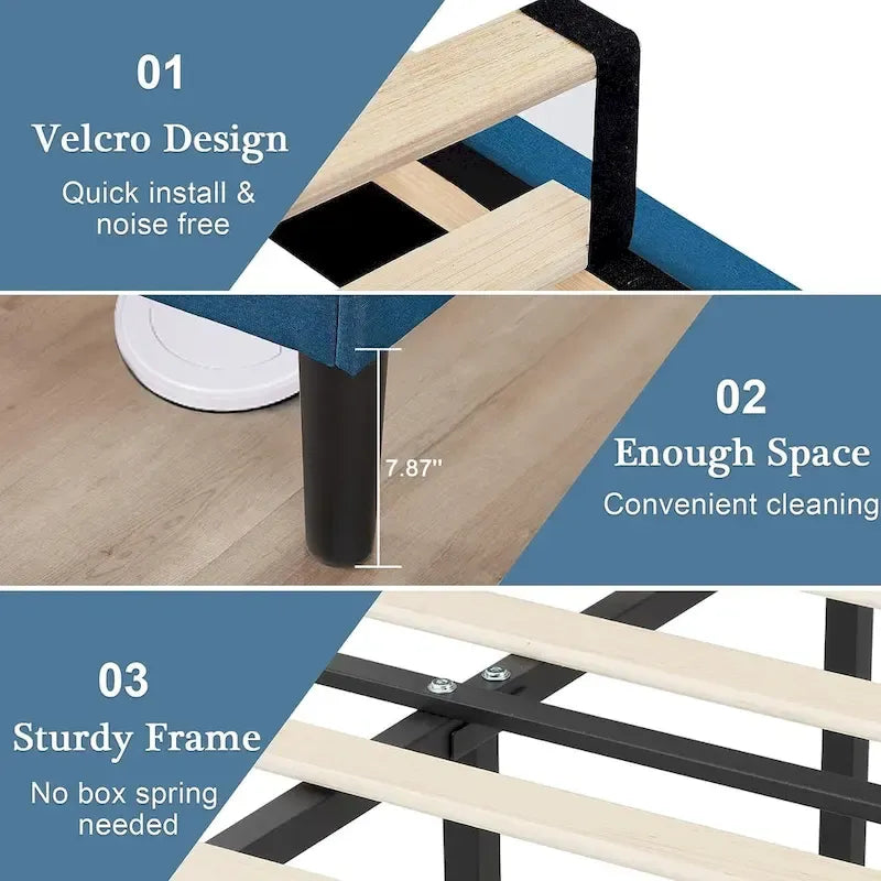 Javlergo Upholstered Platform Bed Frame with Adjustable Headboard, No Box Spring Needed