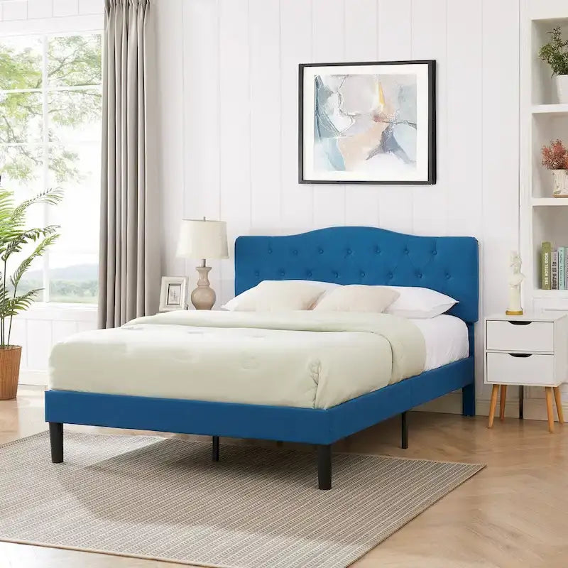 Javlergo Upholstered Platform Bed Frame with Adjustable Headboard, No Box Spring Needed