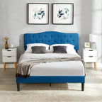 Javlergo Upholstered Platform Bed Frame with Adjustable Headboard, No Box Spring Needed