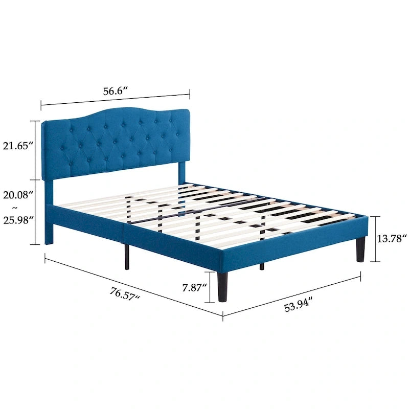 Javlergo Upholstered Platform Bed Frame with Adjustable Headboard, No Box Spring Needed