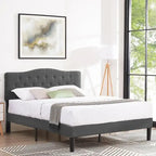 Javlergo Upholstered Platform Bed Frame with Adjustable Headboard, No Box Spring Needed