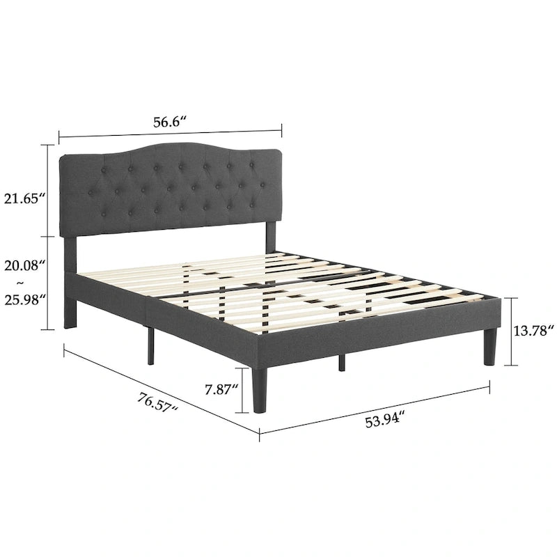 Javlergo Upholstered Platform Bed Frame with Adjustable Headboard, No Box Spring Needed