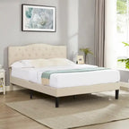 Javlergo Upholstered Platform Bed Frame with Adjustable Headboard, No Box Spring Needed