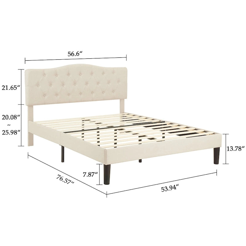 Javlergo Upholstered Platform Bed Frame with Adjustable Headboard, No Box Spring Needed