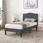 Javlergo Upholstered Platform Bed Frame with Adjustable Headboard, No Box Spring Needed
