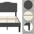 Javlergo Upholstered Platform Bed Frame with Adjustable Headboard, No Box Spring Needed