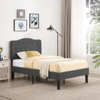 Javlergo Upholstered Platform Bed Frame with Adjustable Headboard, No Box Spring Needed