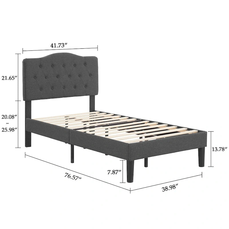 Javlergo Upholstered Platform Bed Frame with Adjustable Headboard, No Box Spring Needed