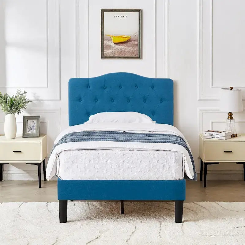 Javlergo Upholstered Platform Bed Frame with Adjustable Headboard, No Box Spring Needed
