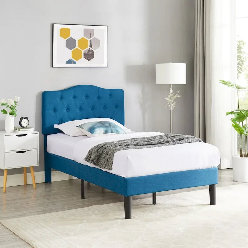 Javlergo Upholstered Platform Bed Frame with Adjustable Headboard, No Box Spring Needed