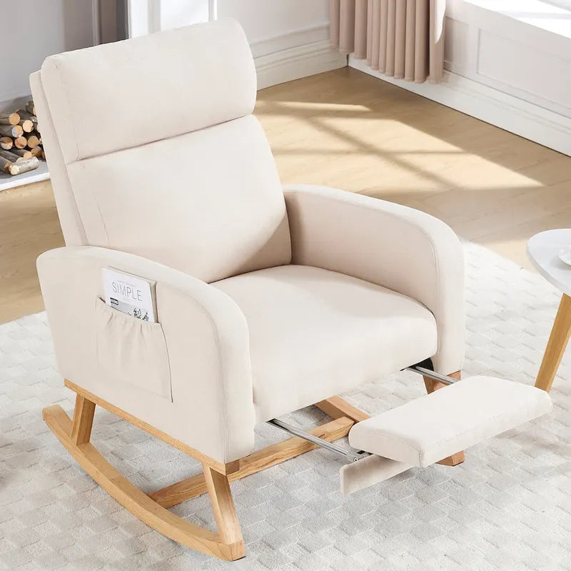 HOMYKA Rocking Chair for Nursery with Footrest