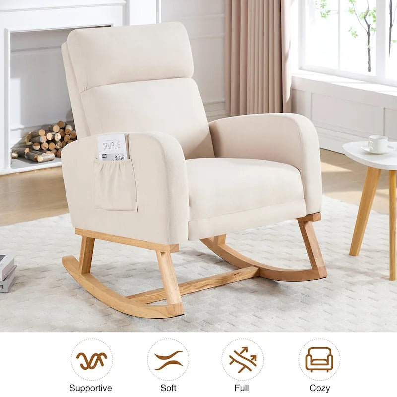 HOMYKA Rocking Chair for Nursery with Footrest