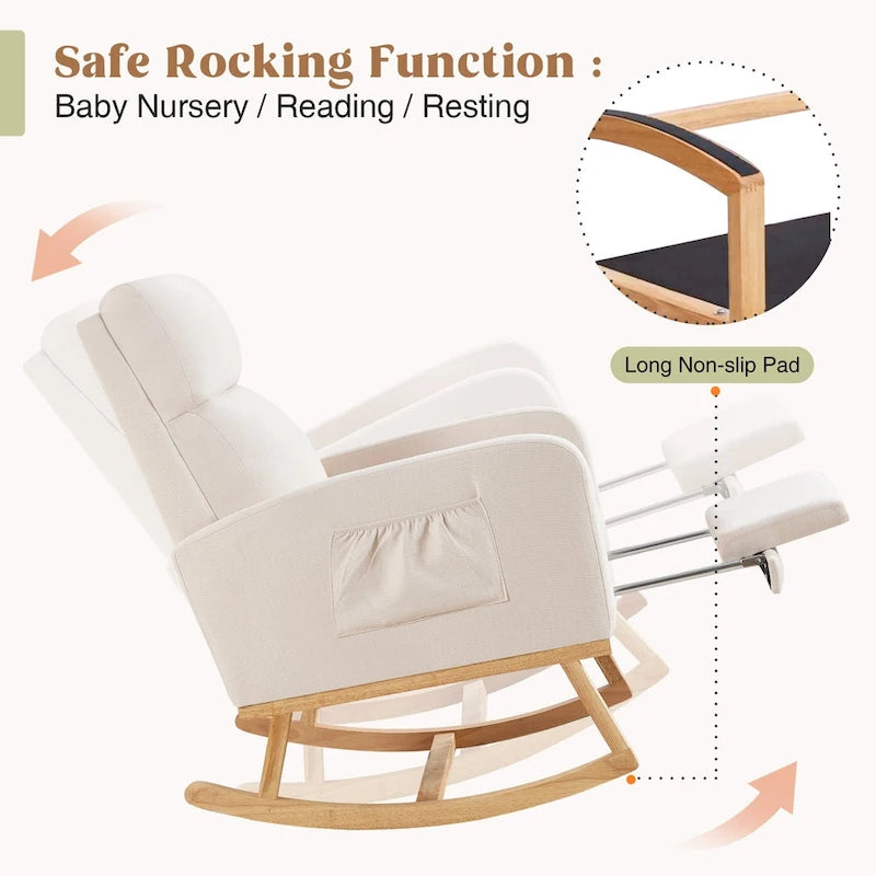 HOMYKA Rocking Chair for Nursery with Footrest