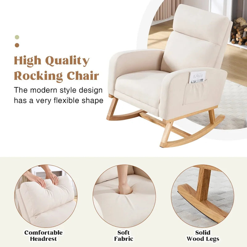 HOMYKA Rocking Chair for Nursery with Footrest