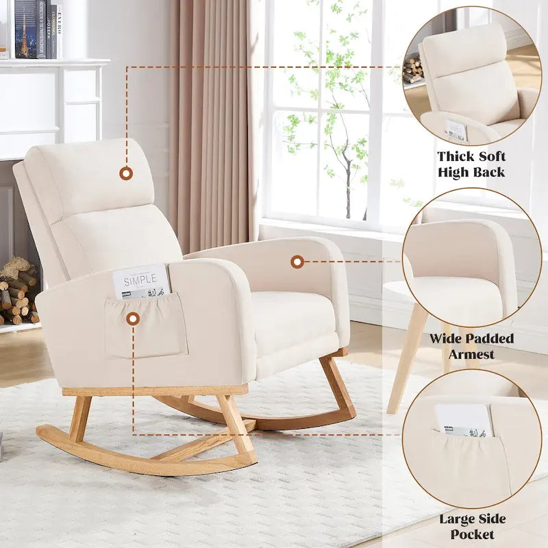 HOMYKA Rocking Chair for Nursery with Footrest