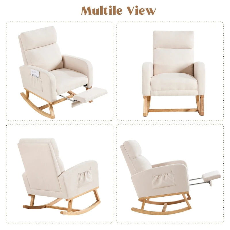 HOMYKA Rocking Chair for Nursery with Footrest