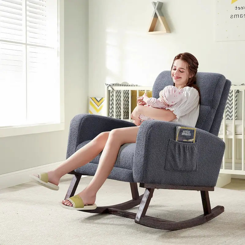 HOMYKA Rocking Chair for Nursery with Footrest