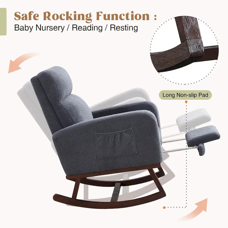 HOMYKA Rocking Chair for Nursery with Footrest