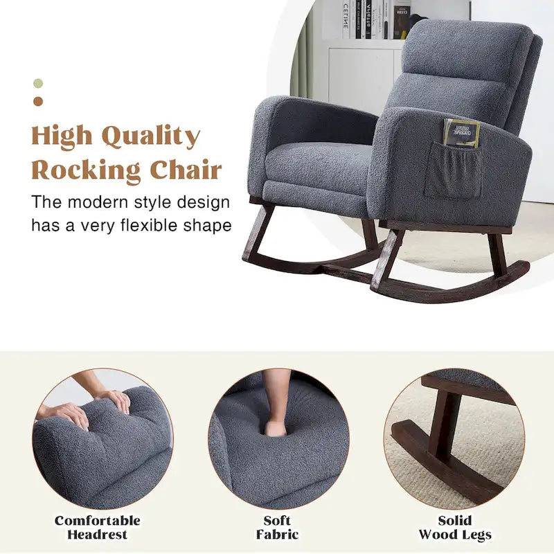 HOMYKA Rocking Chair for Nursery with Footrest