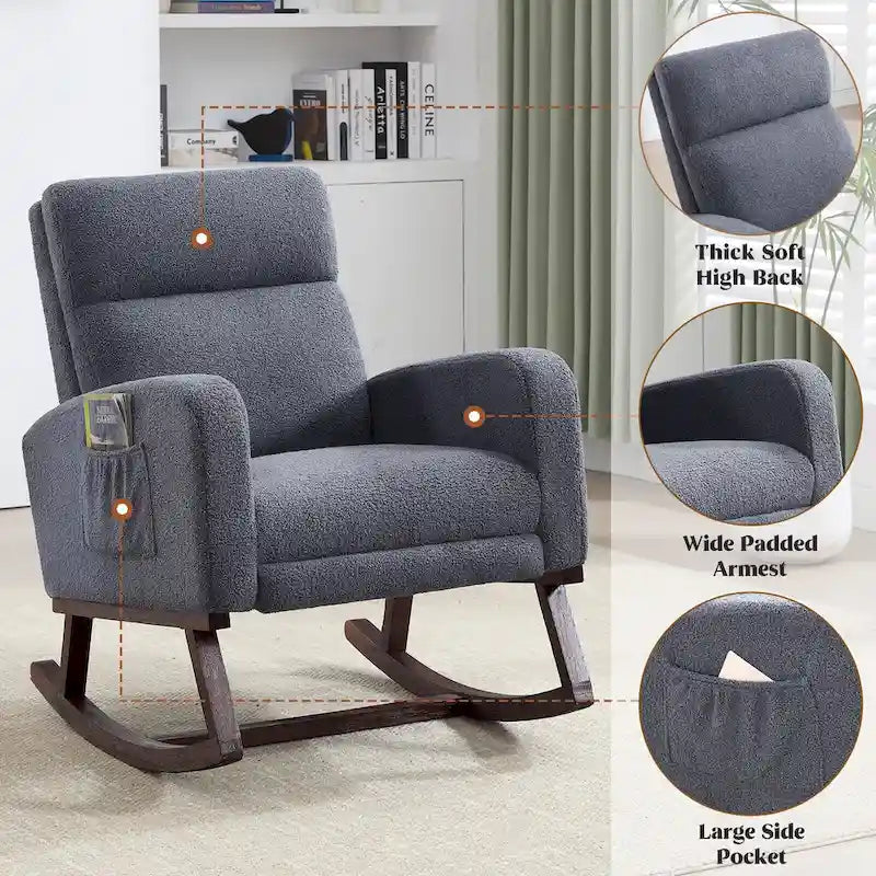 HOMYKA Rocking Chair for Nursery with Footrest