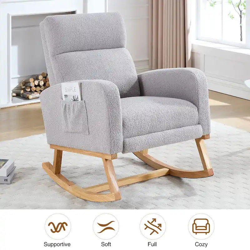 HOMYKA Rocking Chair for Nursery with Footrest