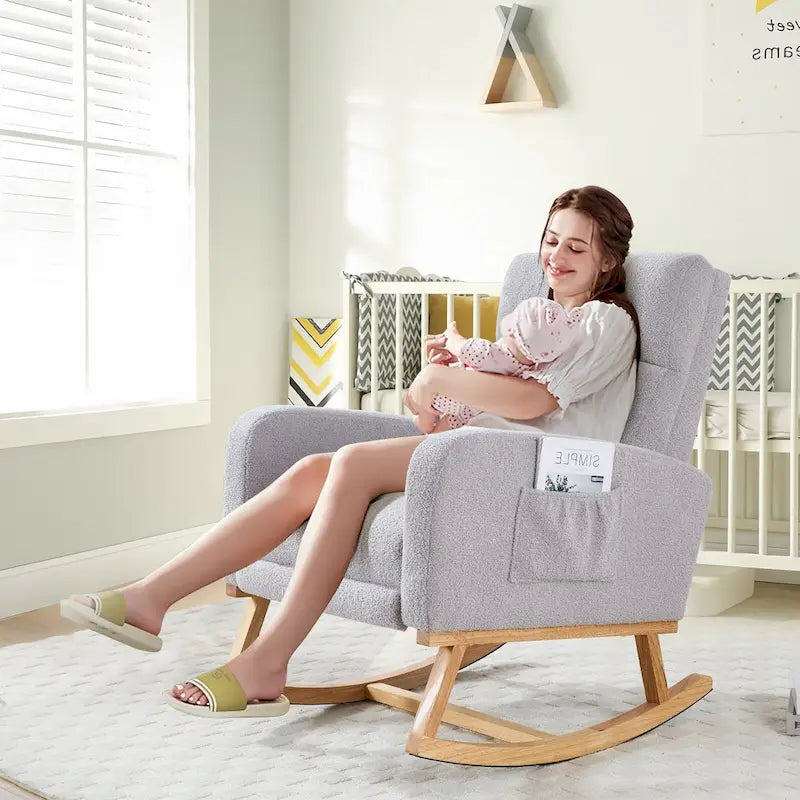 HOMYKA Rocking Chair for Nursery with Footrest