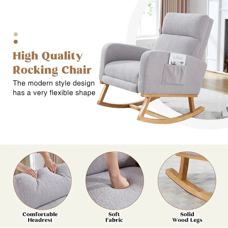 HOMYKA Rocking Chair for Nursery with Footrest