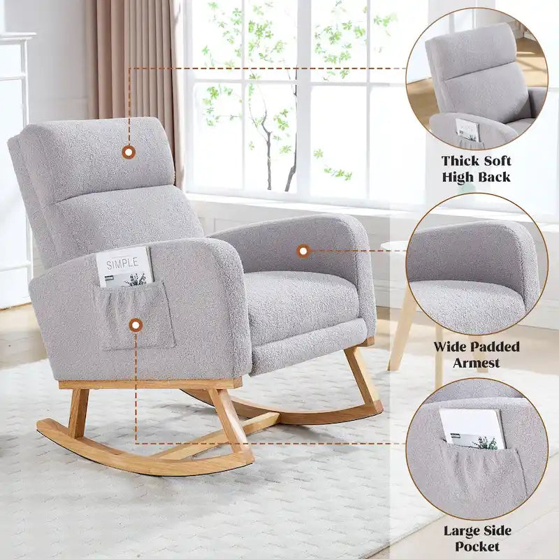 HOMYKA Rocking Chair for Nursery with Footrest