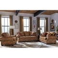 Rancho Rustic Brown Buckskin Fabric 3-pc. Sofa Bed, Loveseat, and Chair Set