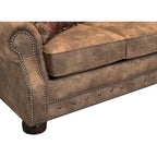 Rancho Rustic Brown Buckskin Fabric 3-pc. Sofa Bed, Loveseat, and Chair Set