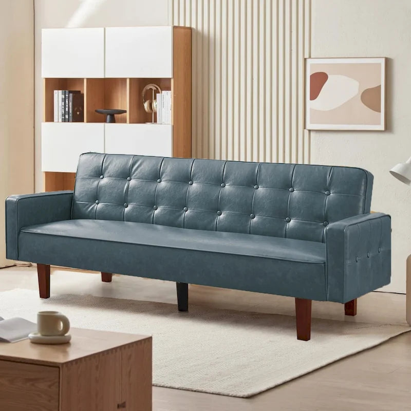 Sofa Bed, Futon Couch Bed, Faux Leather Love Seats Sofa Futons, Loveseat Sleeper Bed For Living Room, Guest