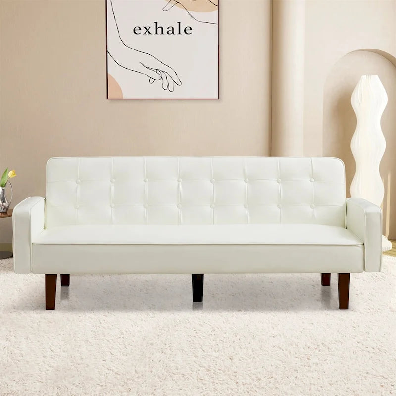 Sofa Bed, Futon Couch Bed, Faux Leather Love Seats Sofa Futons, Loveseat Sleeper Bed For Living Room, Guest