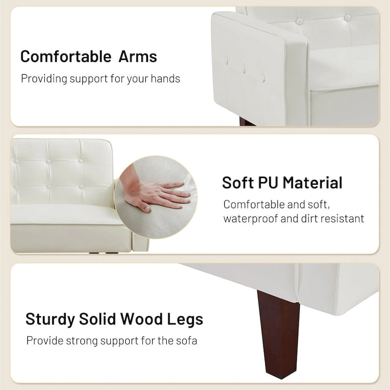 Sofa Bed, Futon Couch Bed, Faux Leather Love Seats Sofa Futons, Loveseat Sleeper Bed For Living Room, Guest