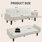 Sofa Bed, Futon Couch Bed, Faux Leather Love Seats Sofa Futons, Loveseat Sleeper Bed For Living Room, Guest