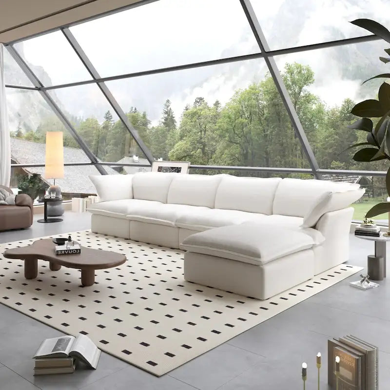 L Shape Modular Sectional Sofa 5 Seats with Chaise Ottoman