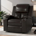 Home Theater Seating Manual Recliner with Overstuffed Back and Armrests