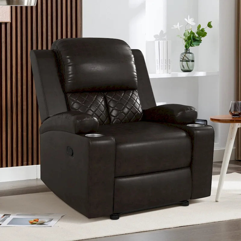 Home Theater Seating Manual Recliner with Overstuffed Back and Armrests