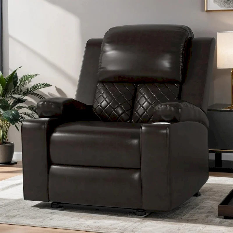 Home Theater Seating Manual Recliner with Overstuffed Back and Armrests