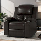 Home Theater Seating Manual Recliner with Overstuffed Back and Armrests