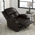 Home Theater Seating Manual Recliner with Overstuffed Back and Armrests