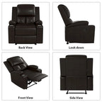 Home Theater Seating Manual Recliner with Overstuffed Back and Armrests