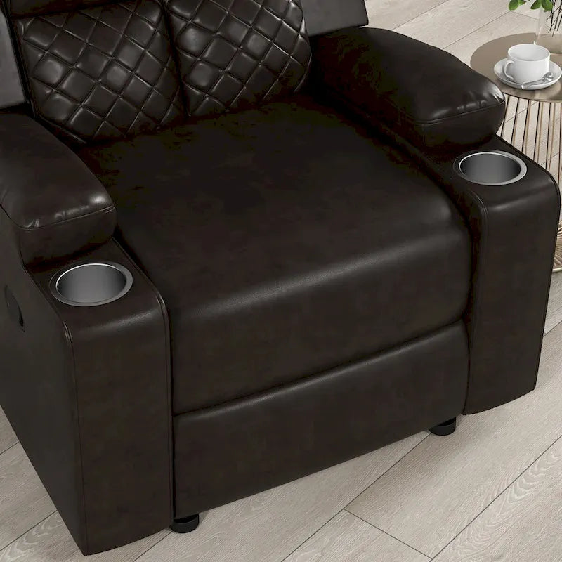Home Theater Seating Manual Recliner with Overstuffed Back and Armrests
