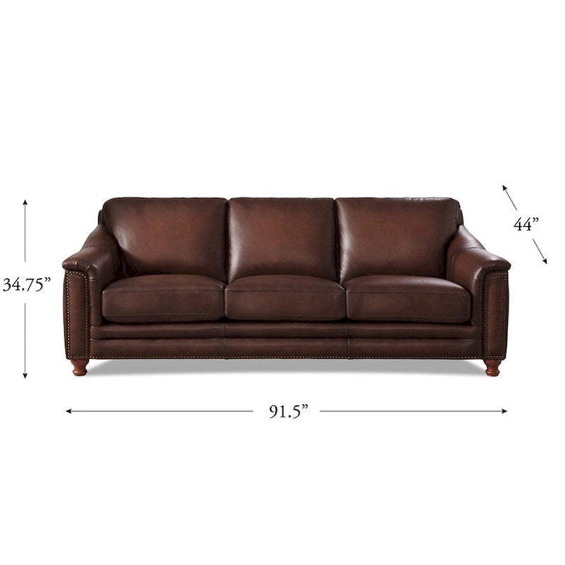 Hydeline Belfast Top Grain Leather Sofa Couch, Feather, Memory Foam and Springs