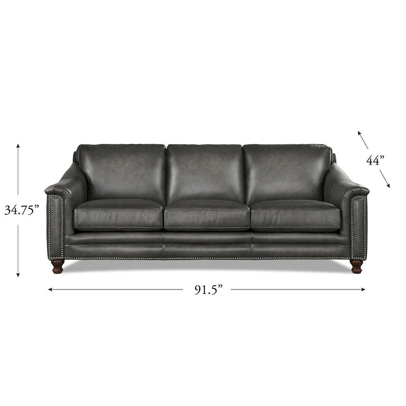 Hydeline Belfast Top Grain Leather Sofa Couch, Feather, Memory Foam and Springs