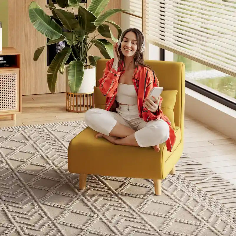 3 in 1 Convertible Upholstered Sofa Bed Sleeper Chair, Chaise Lounge Sofa, Folding Sleeper Chair, Recliner Chair with Pillow