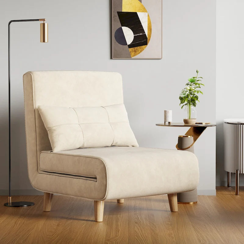 3 in 1 Convertible Upholstered Sofa Bed Sleeper Chair, Chaise Lounge Sofa, Folding Sleeper Chair, Recliner Chair with Pillow