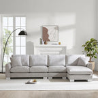 119*55 Oversized Sectional Sofa,L-shaped Luxury Couch Set with 2 Free pillows,5-seat Chenille Indoor Furniture with Chaise