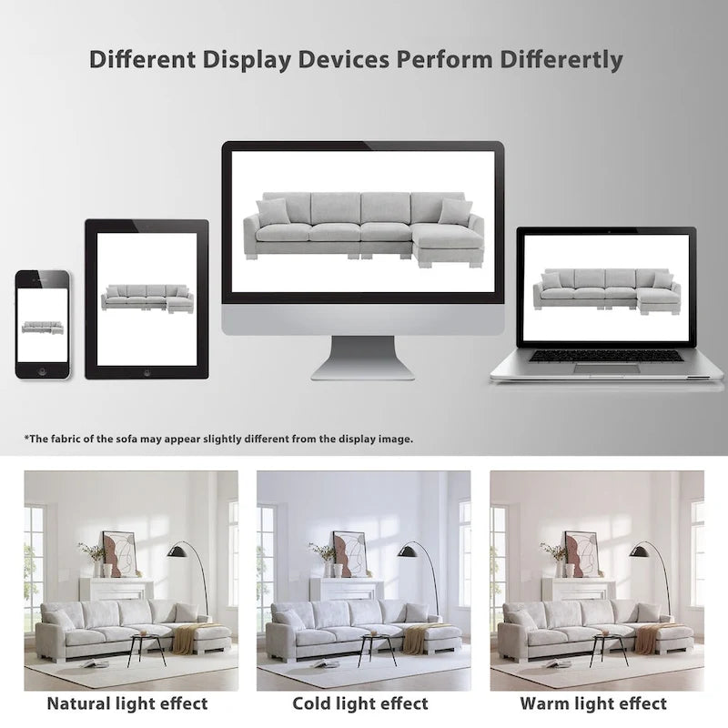 119*55 Oversized Sectional Sofa,L-shaped Luxury Couch Set with 2 Free pillows,5-seat Chenille Indoor Furniture with Chaise