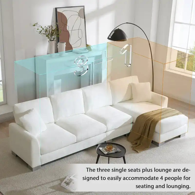 119*55 Oversized Sectional Sofa,L-shaped Luxury Couch Set with 2 Free pillows,5-seat Chenille Indoor Furniture with Chaise