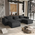 Modern Modular Sectional Sofa with 3 Pillows, Convertible Living Room Couch with Ottomans